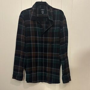 Forever 21 men’s Black and Green Plaid Button-Up Shirt